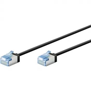 Goobay Ultra-Flexible CAT 6A komutācijas kabelis plāns U/FTP Melns - extra-short plug (74320)