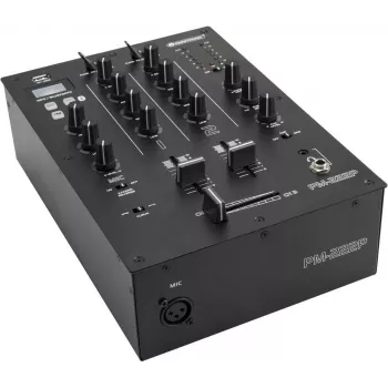 DJ mikseris Omnitronic PM-222P 2 kanālu ar atskaņotāju, kompakts 2 kanālu mikseris ar iebūvētu multivides atskaņotāju