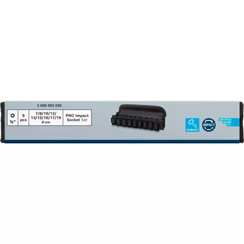 Bosch triecienuzgriežņu atslēgu komplekts 3/8 collas, 9 detaļas, melns, standarta