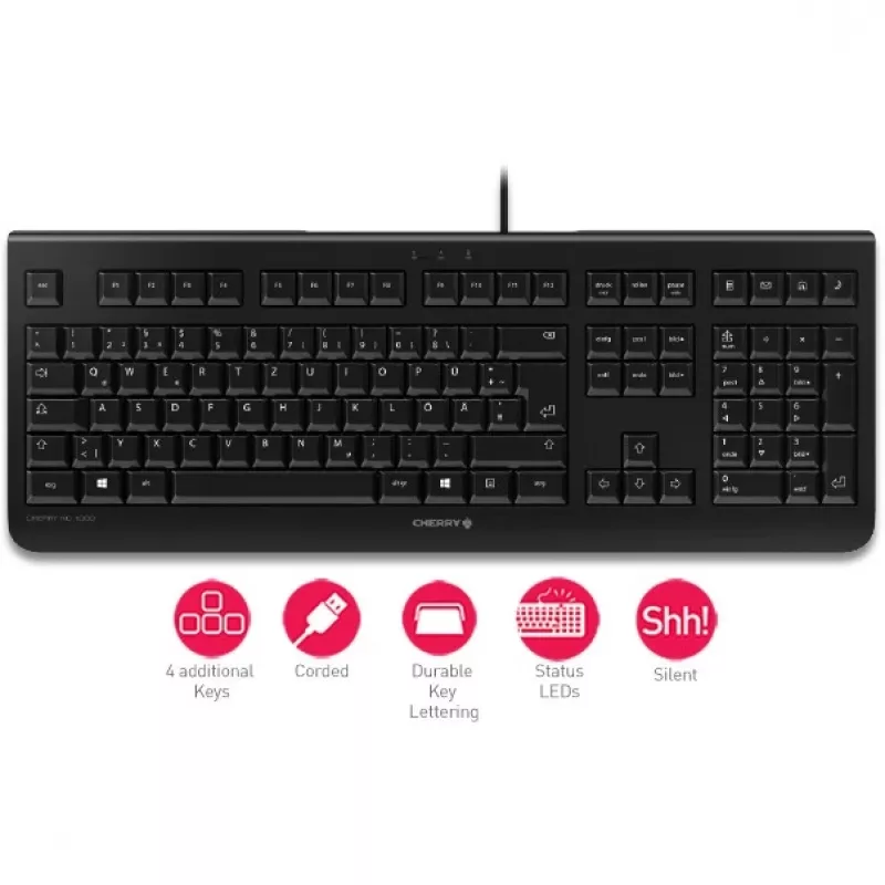 CHERRY KC 1000 tastatūra birojam USB QWERTY spāņu melna