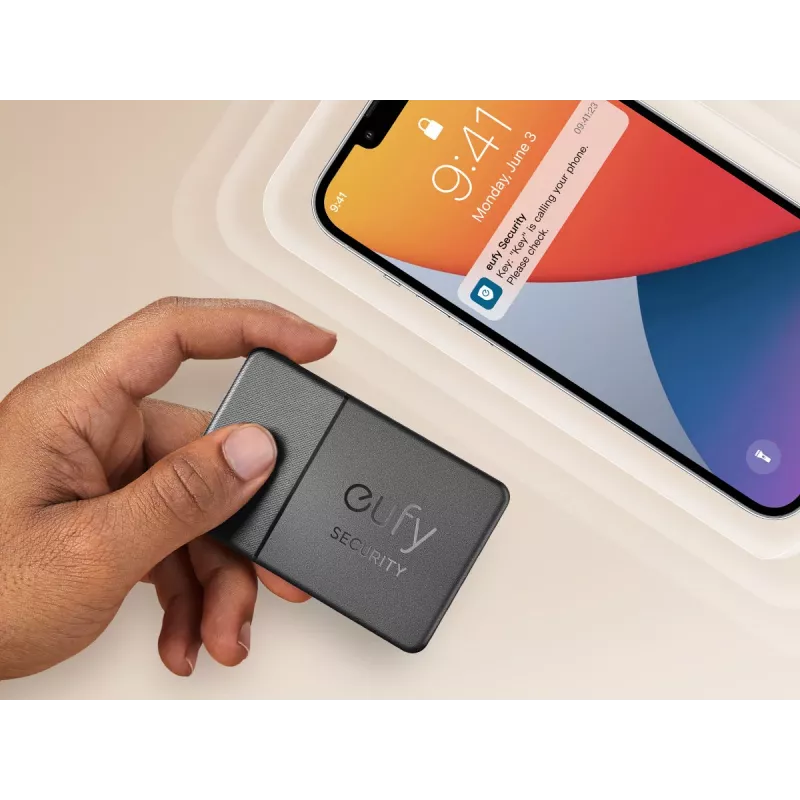 GPS izsekotājs Eufy SmartTrack Card melns universāls akumulatora darbības laiks 26280 h
