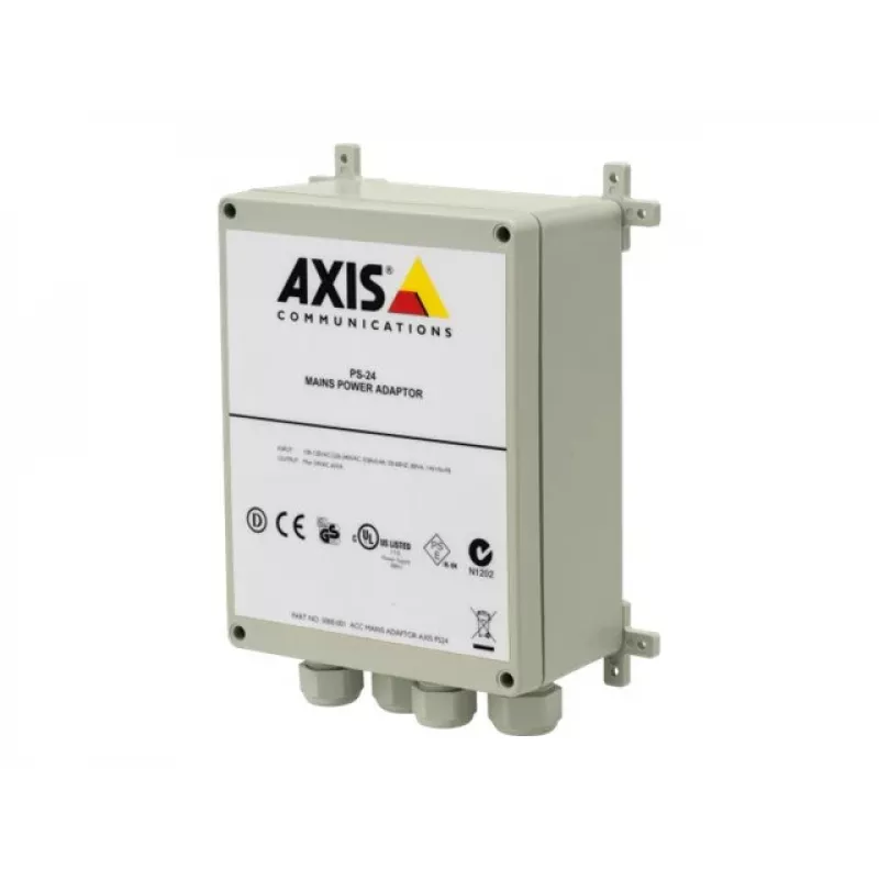 Strāvas adapteris AXIS 5000-001 drošības kamerām, 220–240 V līdz 24 V 0,4 A, balts, 147×80×187 mm