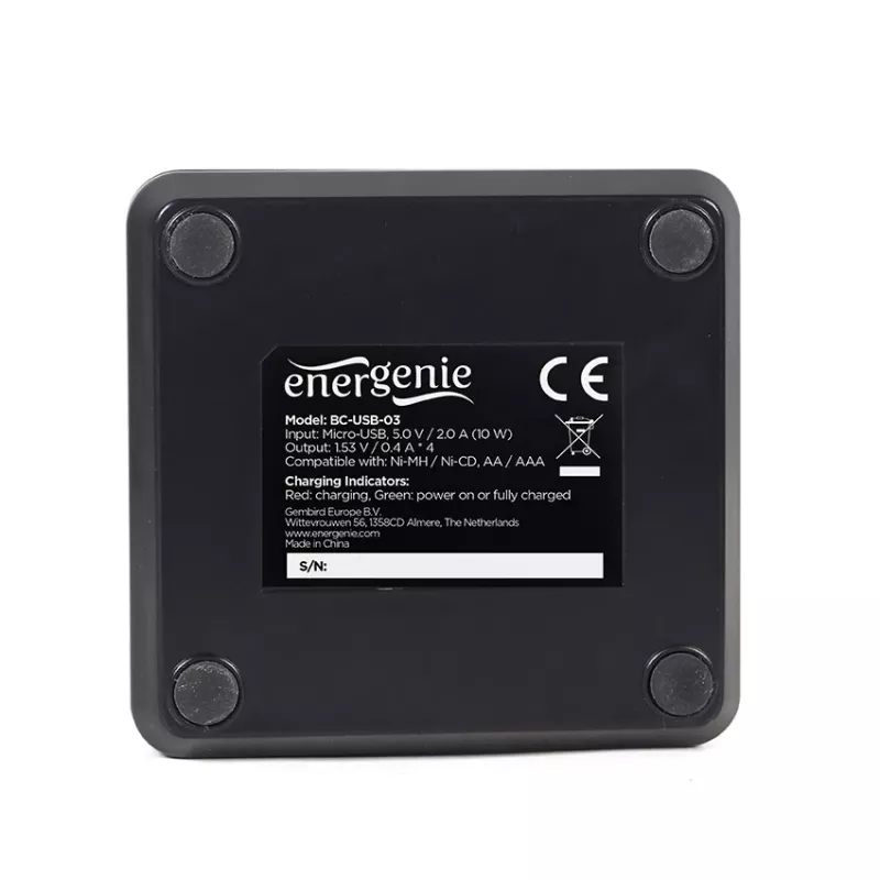 Bateriju lādētājs Gembird BC-USB-03 USB saderīgs AA AAA melns