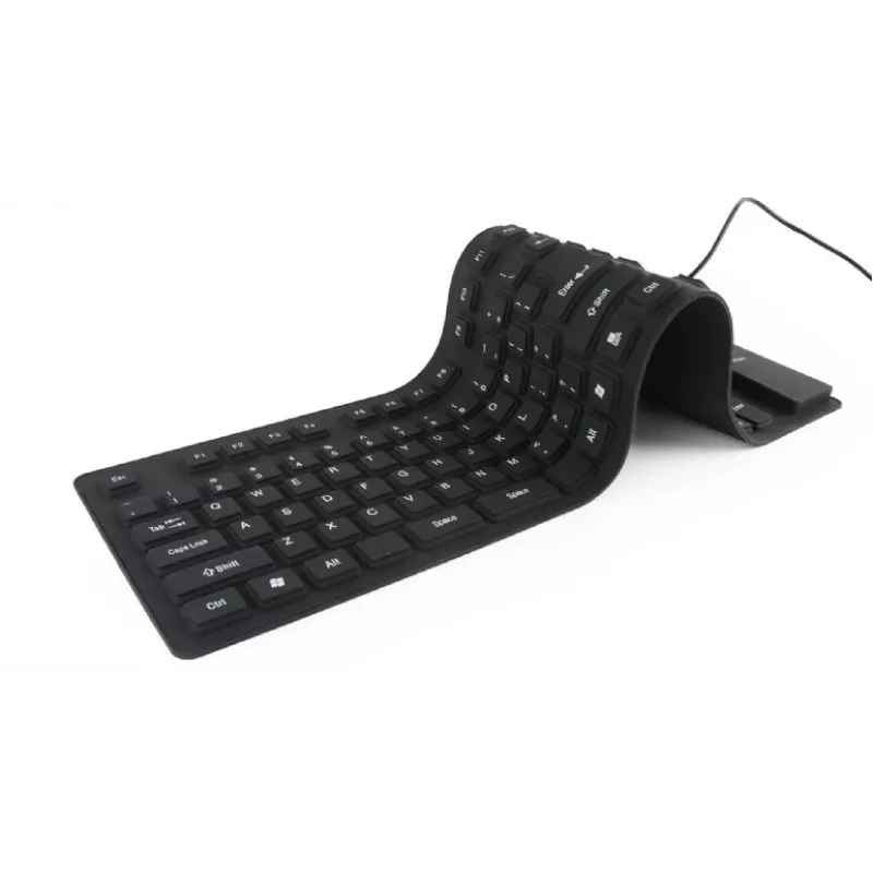 Silikona tastatūra USB+PS/2 melna