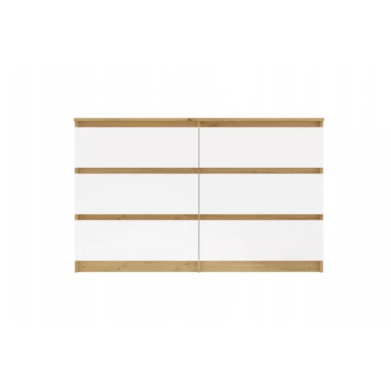 Kumode 6 atvilktnes 120 cm Top E Shop Malwa — amatnieku ozols / balta, skaidu plātne