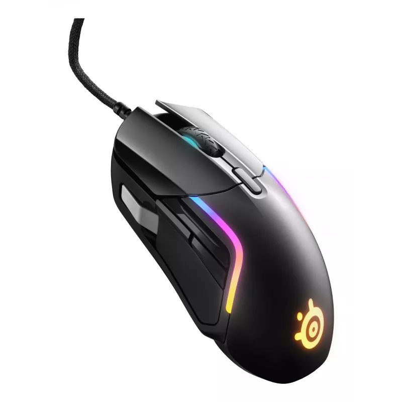 Gaming pele STEELSERIES Rival 5 — labā roka, TrueMove Air sensors, 18 000 DPI, 9 programmējamas pogas, USB Type-A, IP54