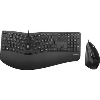 Perixx PERIDUO-505B, DE, tastatūras un peles komplekts, USB kabelis, ergonomisks, melns (PERIDUO-505B)