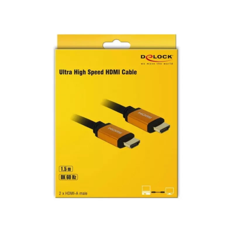 HDMI kabelis DeLOCK 85728 1,5 m A tips melns zeltains