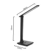 Galda LED lampa MACLEAN MCE614B — regulējama spilgtuma, salokāma regulējama svira, 9W, 3000K/4500K/6500K, melna
