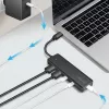 USB-C centrmezgls, 4 porti 2x USB-A, 2x USB-C, melns