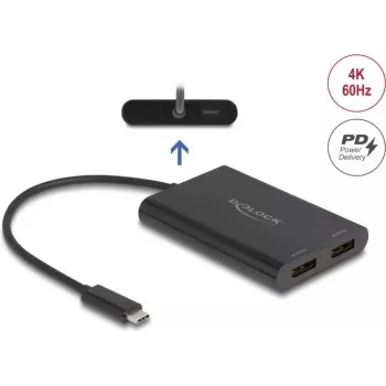 DELOCK adapteris USB Type-C uz 2× DisplayPort 4K 60 Hz — modelis 64308