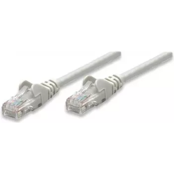 Intellinet tīkla komutācijas kabelis, Cat5e, 1,5 m, pelēks, CCA, U/UTP, PVC, RJ45, zeltīti kontakti, bez aizķeršanās, ar aizsarguzmavu, mūža garantija