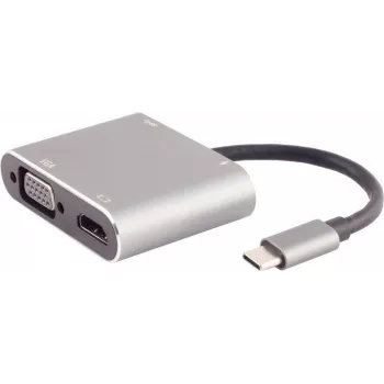 ShiverPeaks klēpjdatoru dokstacija S/CONN 14-05026 ar vadu USB 3.2 Gen 1 Type-C pelēka