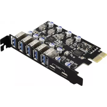 Renkforce RF-6613198 5+2 portu USB 3.2 Gen 1 kontrollera karte USB-A (USB 3.0), USB-C® (USB 3.2 Gen 1) PCIe x1 (RF-6613198)