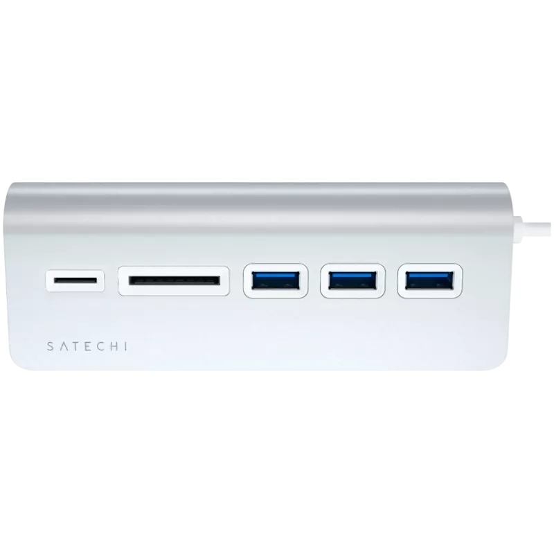 Satechi Type-C Alumīnija USB centrmezgls un karšu lasītājs, Sudraba, ST-TCHCRS