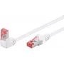 Goobay CAT 6 komutācijas kabelis 1x 90° leņķī, S/FTP (PiMF), balts, 5 m — fiksatora cilne augšpusē, LSZH bez halogēna, varš (51553)