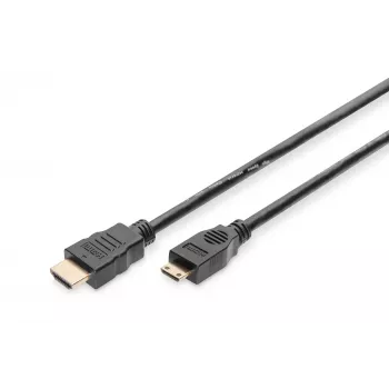 Digitus ASSMANN - video/audio kabelis - HDMI - 30 AWG - Mini-HDMI, 19 kontaktu (V) - HDMI, 19 kontaktu (V) - 3 m - dubulta izolācija - melns (AK-330106-030-S)