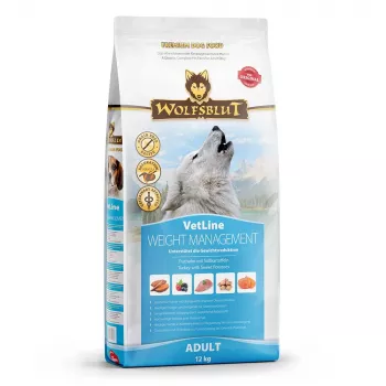 Sausā suņu barība Wolfsblut VetLine Weight Management Turkey — 12 kg, bez graudiem, 22% olbaltumvielu, 8% tauku