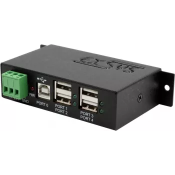 USB centrmezgls Exsys EX-1163HMS — 4 portu ar 15 kV ESD aizsardzību, DIN-sliedes komplekts