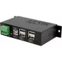 USB centrmezgls Exsys EX-1163HMS — 4 portu ar 15 kV ESD aizsardzību, DIN-sliedes komplekts