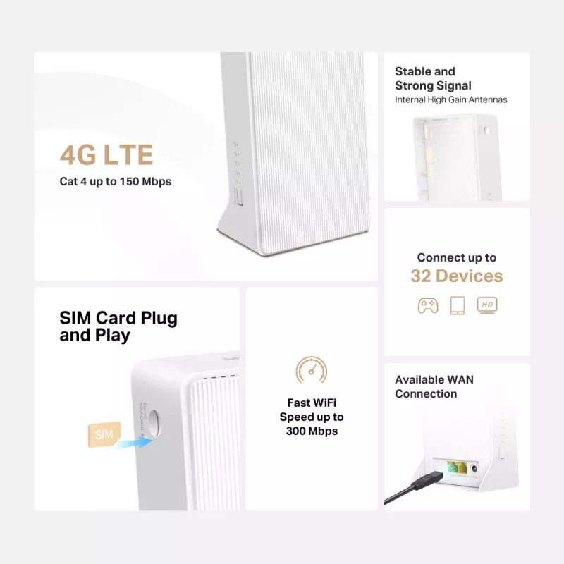 Bezvadu maršrutētājs Mercusys MB112-4G 300 Mbit/s 2,4 GHz Balts