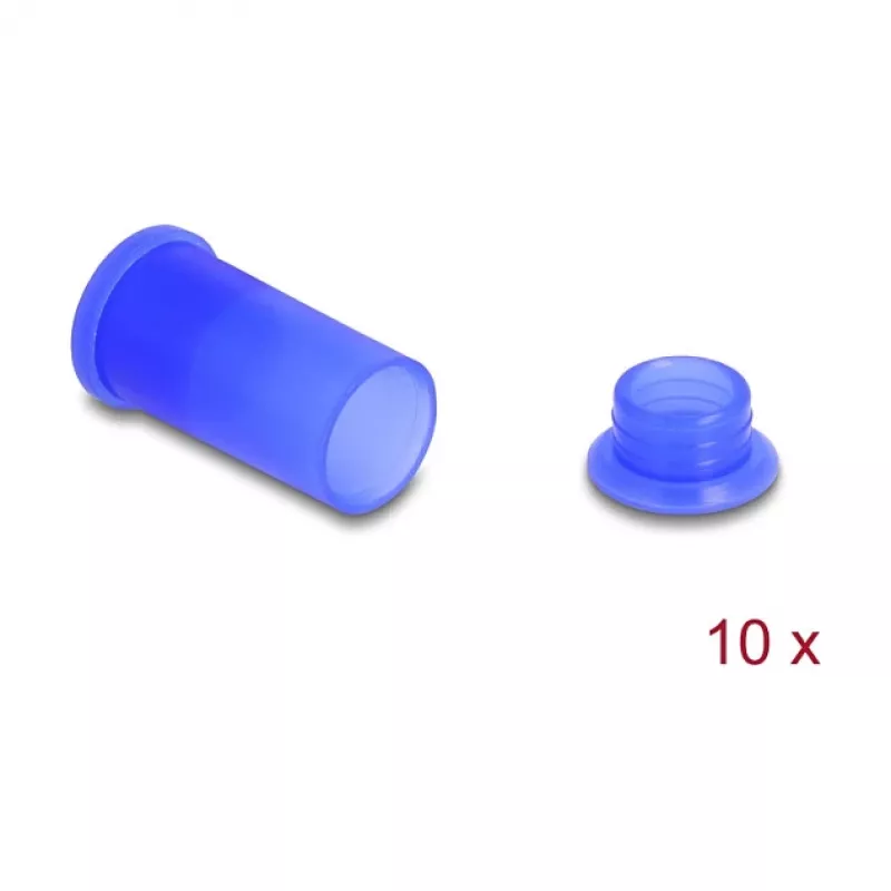 Portu putekļu aizsargs DELOCK 60672 DL4 pieslēgvietām, silikons, zils, 14×27×14 mm, 10 gab. iepakojumā