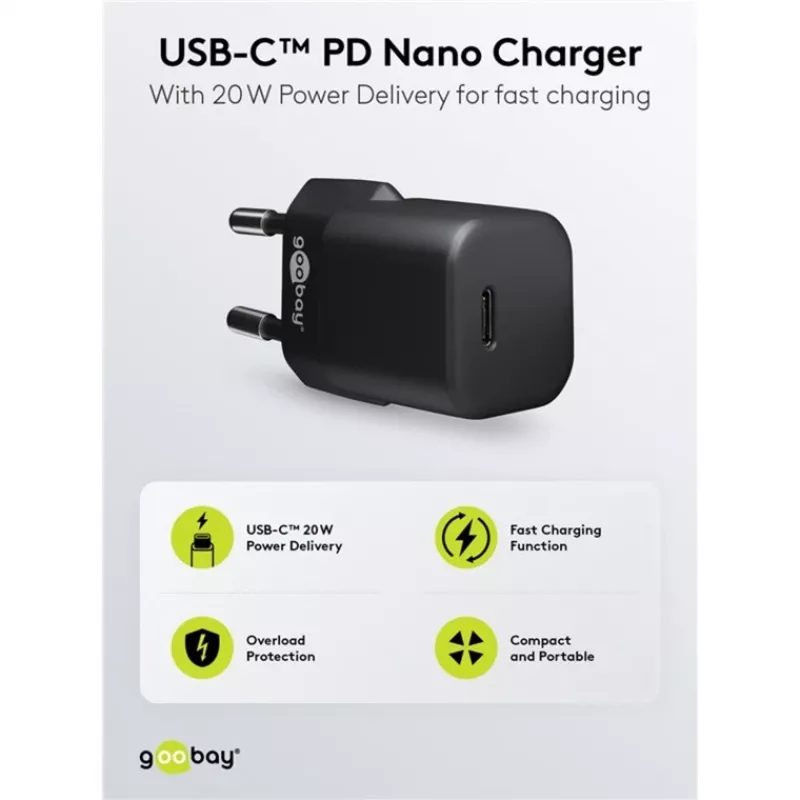 Mobilās ierīces lādētājs Goobay 65403 Universal Melns AC ātrā uzlāde
