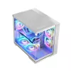 PC korpuss MODECOM Volcano Panorama Midi Tower balts — micro ATX, rūdīts stikls, ARGB, USB-C, atbalsta GPU 400 mm