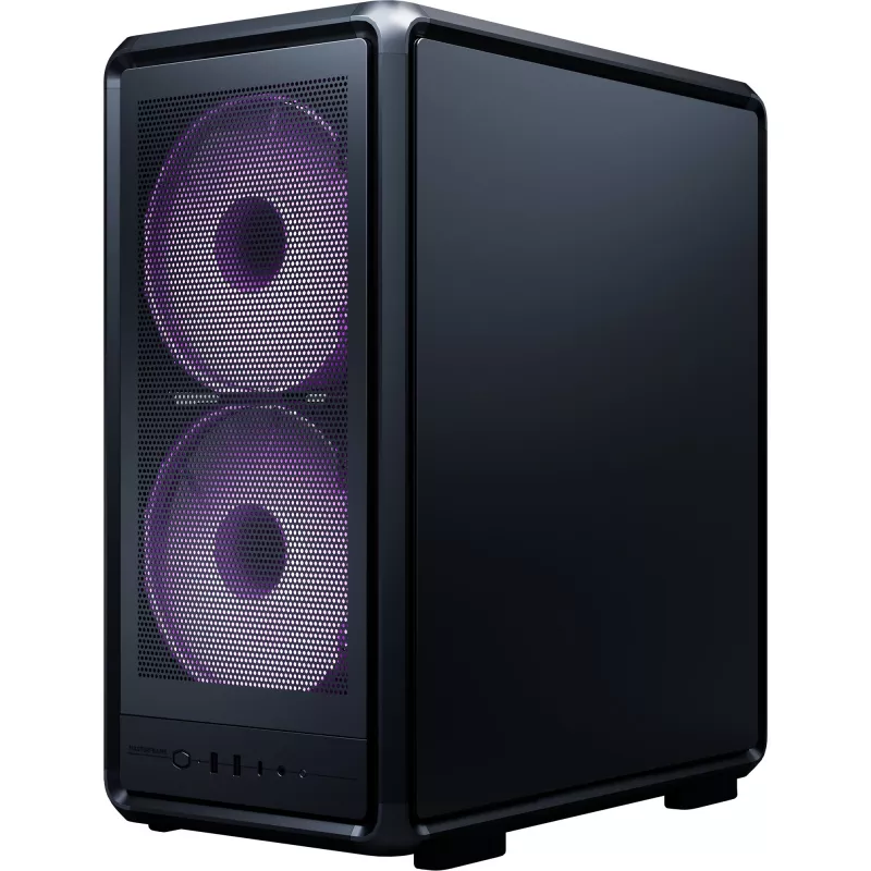 PC Case Cooler Master MasterFrame 500 Mesh Midi Tower — Melna ar caurspīdīgu sānu, atbalsta ATX/EATX, 2x200 mm priekšā, 1x120 mm aizmugurē
