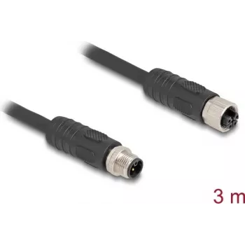 DeLOCK sensora/aktuatora kabelis 3 m RST M12 Melns 80521