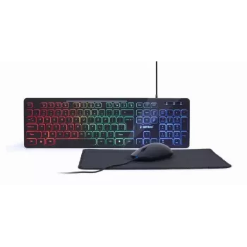 Vadu pilna izmēra tastatūra ar peli Gembird KBS-UML-01 — USB, QWERTY US, 104 taustiņi, melna