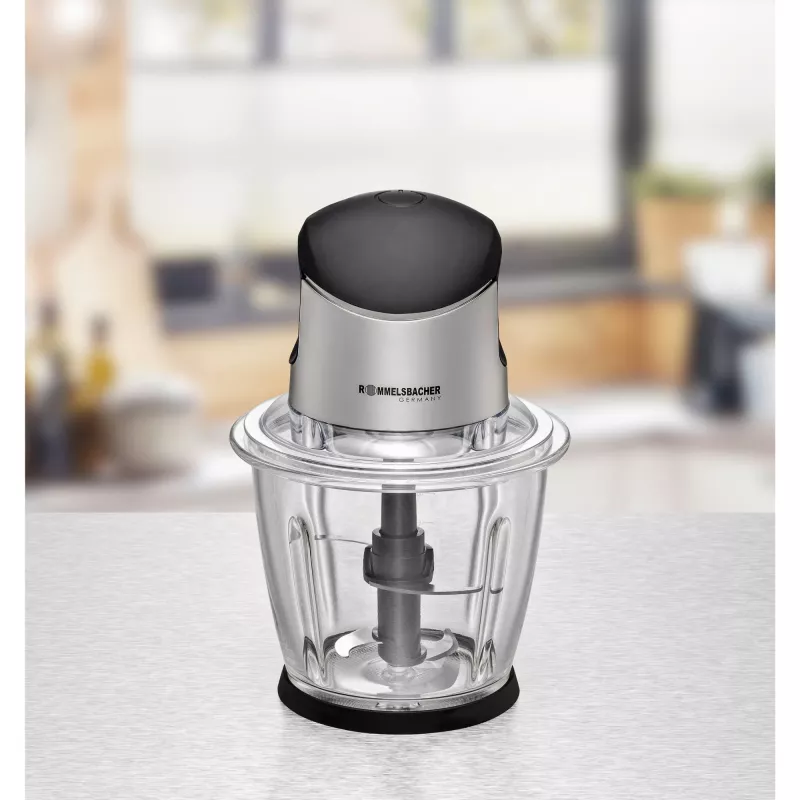 Rommelsbacher MZ 500 elektriskais virtuves smalcinātājs — 1,5 L, 500 W, melns nerūsējošais tērauds