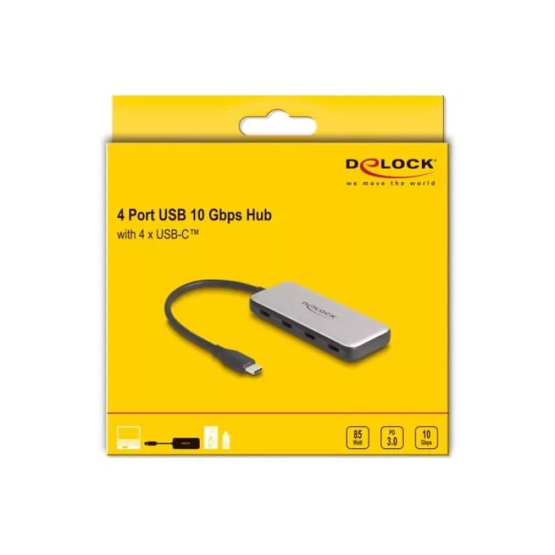 DeLOCK 64261 USB 3.2 Gen 1 Type-C centrmezgls 10000 Mbit/s Melns Pelēks