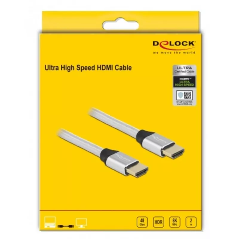 HDMI kabelis DeLOCK Ultra High Speed 48 Gbps 8K 60 Hz 2 m