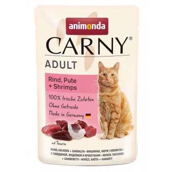 ANIMONDA Carny Adult Liellopa gaļa, tītars un garneles - mitrā kaķu barība - 85g
