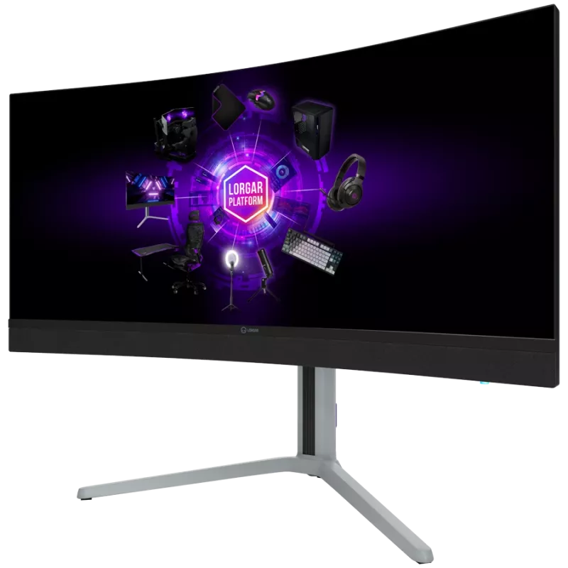 LORGAR 34MP1, UWQHD MiniLED Gaming Monitor Pro, 34'' (3440*1440) VA izliekts monitors, melns/piena pelēks