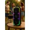 Pārnēsājams stereo skaļrunis SQUEAK SQ1009 — Bluetooth 5.3, 45 W RMS, 10 stundu akumulators, FM, USB, AUX, LED, 1800 mAh, melns