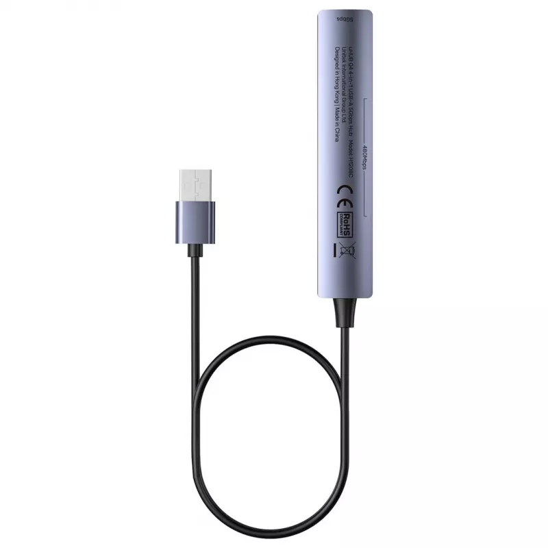 USB centrmezgls Unitek H1208CGY01 — 4 portu USB 3.0 (5 Gbps), atpakaļsaderīgs ar USB 2.0, alumīnija