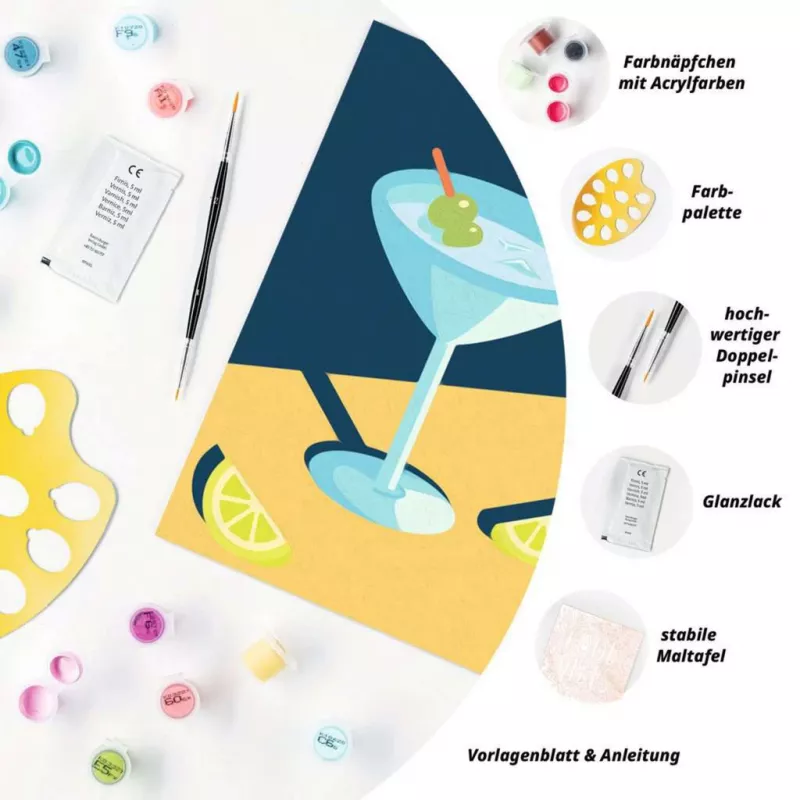 Gleznošanas komplekts Ravensburger CreArt Mocktail Lemon – krāsošanas pēc numuriem komplekts