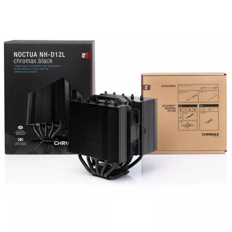 Gaisa dzesētājs Noctua NH-D12L 12 cm Alumīnijs Melns 450-2000 RPM 18.8-22.6 dB