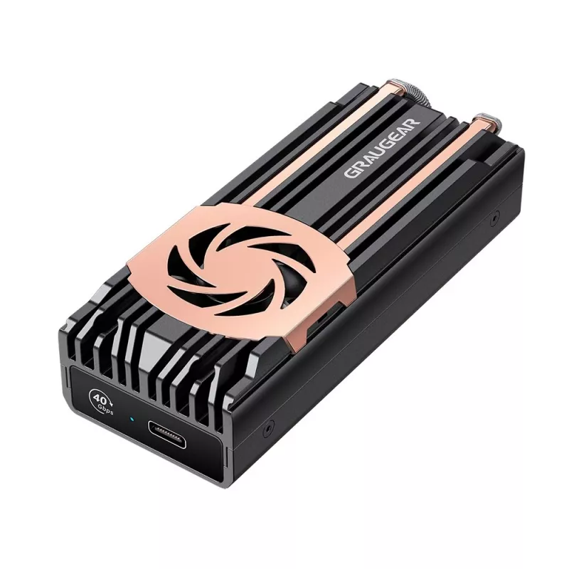 SSD korpuss GrauGear G-M2U4-40G-F — M.2, 1 disks, USB4 Gen4, 40 Gbit/s, alumīnijs, melns