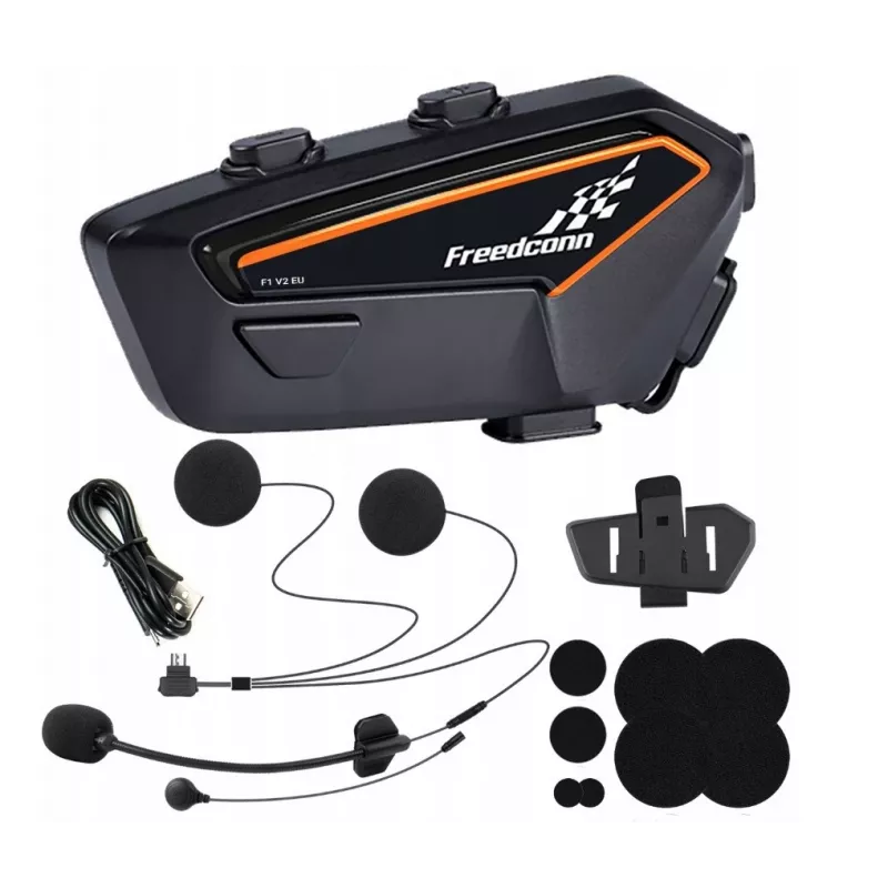 Austiņas FreedConn F1 V2 EU — Bluetooth 5.2, IP65, 1100 mAh akumulators, līdz 48 h sarunu laiks, FM radio, mikrofons, klips