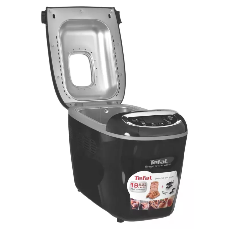 Maizes cepējs Tefal PF611838 — 1600 W, 1,5 kg tilpums, 19 programmas, pieskāriena vadība, melns