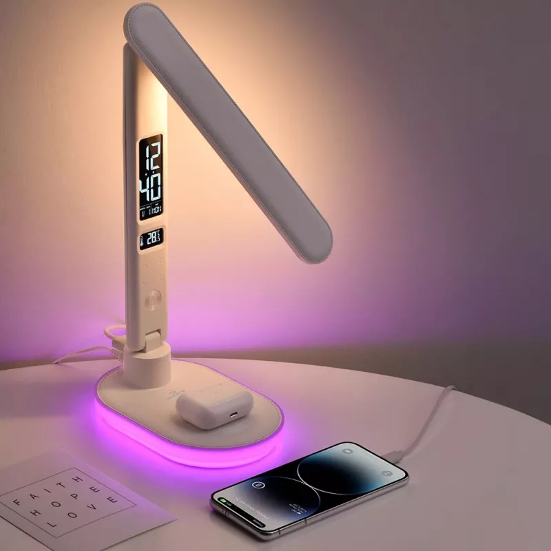 Galda lampa Hawk HW-LAMP03 balta RGB — regulējama LED galda lampa ar RGB apgaismojumu