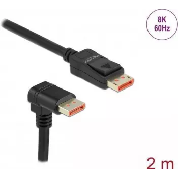 DisplayPort kabelis DeLOCK 8K 60 Hz 2 m vīrišķais taisnais uz 90° lejupvērsts