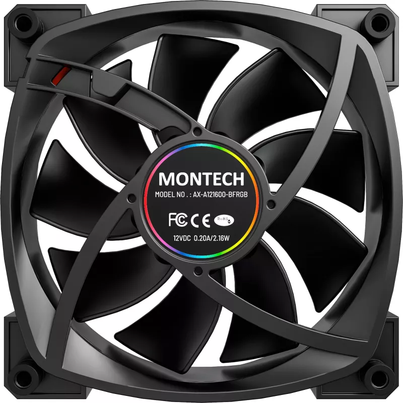 MONTECH AX120 120mm ARGB 3 gab. korpusa ventilatori - melns