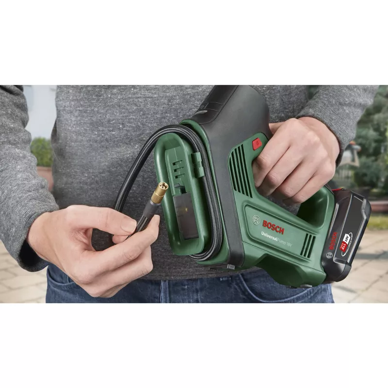 Elektriskais gaisa sūknis Bosch Universal Pump 18V — 10,3 bāri, 30 l/min, Li‑Ion baterija