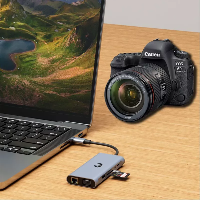 USB-C 11-in-1 adapteris Hawk HW-HUB1101 — daudzportu centrmezgls ar 11 pieslēgvietām