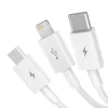 USB kabelis Baseus SUP0003529 — USB 3.2 Gen 1 (3.1 Gen 1), 1 m, USB-A uz USB-C / Micro USB-A / Lightning, balts