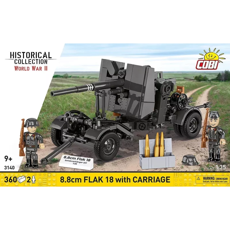 Konstruktoru komplekts Cobi Building Blocks 8,8 cm Flak ar piekabi — 360 gabali